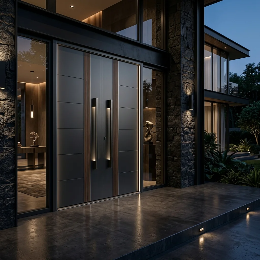 Durable and stylish aluminum glass door for commercial building in Islamabad
