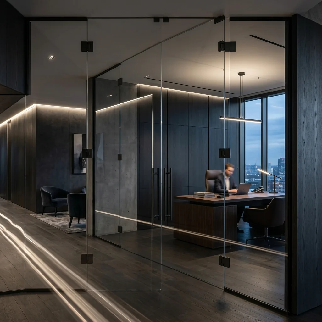 Durable and stylish aluminum glass door for commercial building in Islamabad
